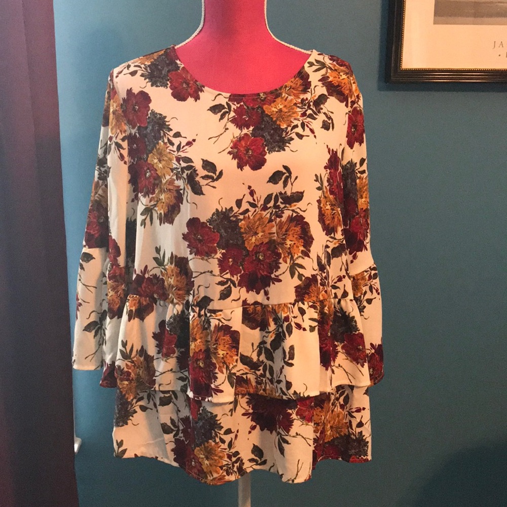 Smock top ruffle sleeve 2x